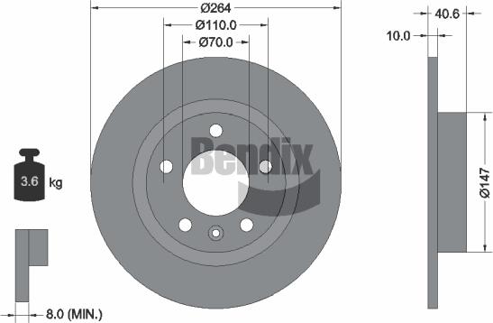 BENDIX Braking BDS1847 — Tarcza hamulcowa