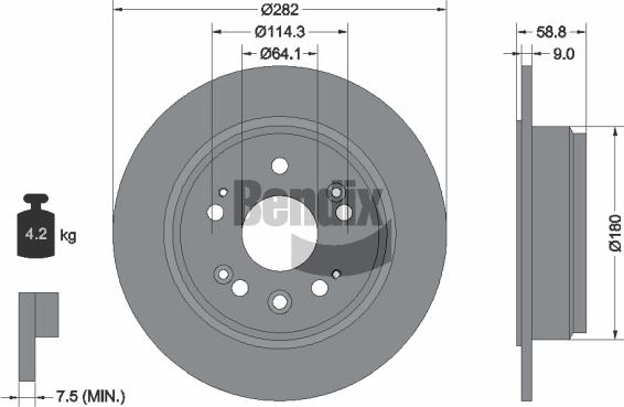 BENDIX Braking BDS1859 — Tarcza hamulcowa