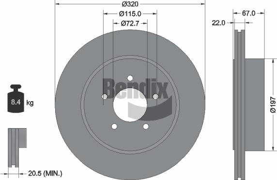 BENDIX Braking BDS1853HC — Tarcza hamulcowa