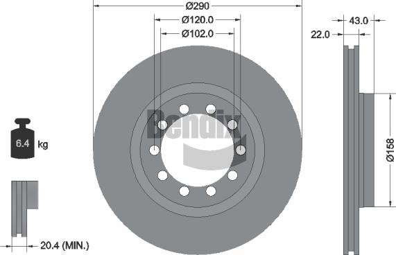 BENDIX Braking BDS1808 — Tarcza hamulcowa