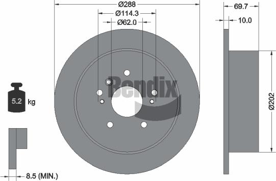 BENDIX Braking BDS1807 — Tarcza hamulcowa