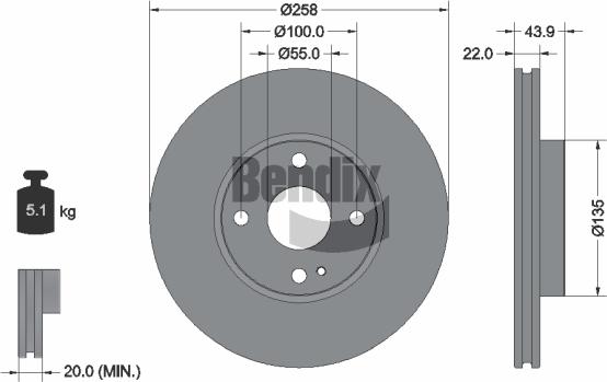BENDIX Braking BDS1830 — Tarcza hamulcowa