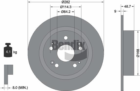 BENDIX Braking BDS1838 — Tarcza hamulcowa