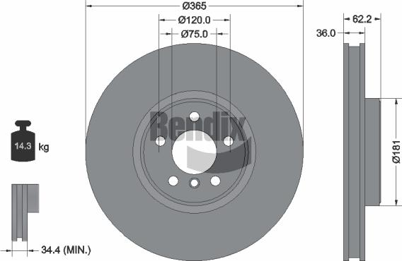 BENDIX Braking BDS1832HC — Tarcza hamulcowa