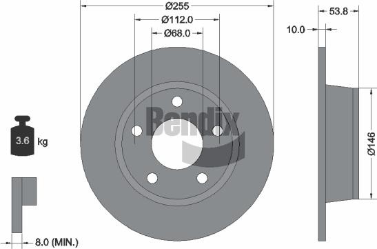 BENDIX Braking BDS1829 — Tarcza hamulcowa