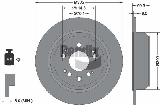 BENDIX Braking BDS1824 — Tarcza hamulcowa