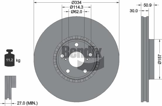 BENDIX Braking BDS1874L — Tarcza hamulcowa