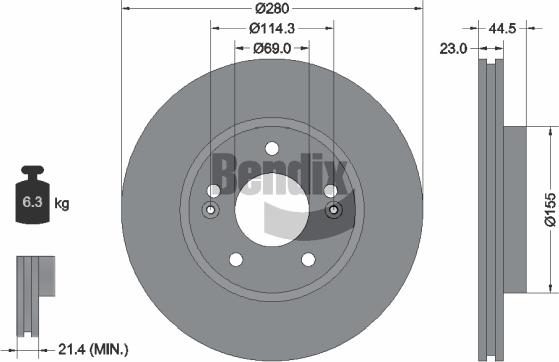 BENDIX Braking BDS1394 — Tarcza hamulcowa