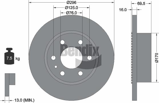 BENDIX Braking BDS1393 — Tarcza hamulcowa