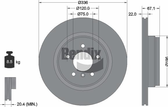 BENDIX Braking BDS1345HC — Tarcza hamulcowa