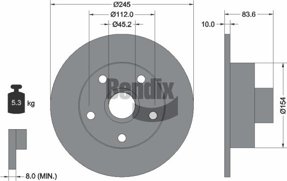 BENDIX Braking BDS1354 — Tarcza hamulcowa