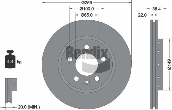 BENDIX Braking BDS1356 — Tarcza hamulcowa