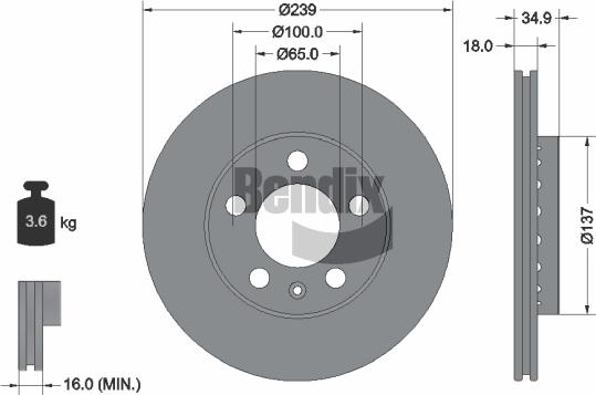 BENDIX Braking BDS1350 — Tarcza hamulcowa