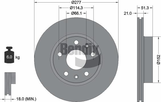 BENDIX Braking BDS1352 — Tarcza hamulcowa