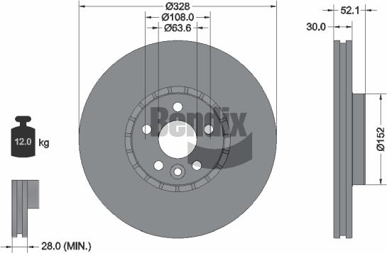 BENDIX Braking BDS1364HC — Tarcza hamulcowa