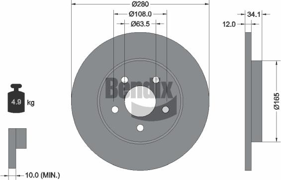 BENDIX Braking BDS1360 — Tarcza hamulcowa