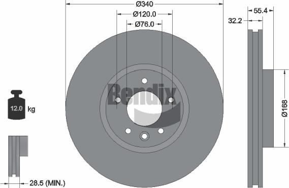BENDIX Braking BDS1361HC — Tarcza hamulcowa