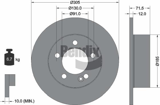 BENDIX Braking BDS1368 — Tarcza hamulcowa