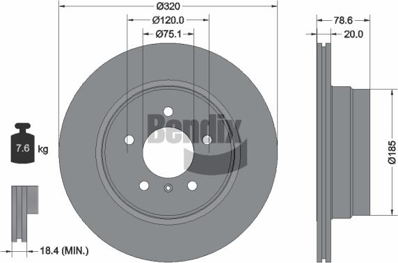 BENDIX Braking BDS1318 — Tarcza hamulcowa