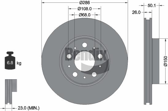 BENDIX Braking BDS1312 — Tarcza hamulcowa