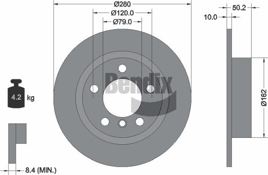 BENDIX Braking BDS1386 — Tarcza hamulcowa