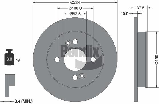 BENDIX Braking BDS1381 — Tarcza hamulcowa