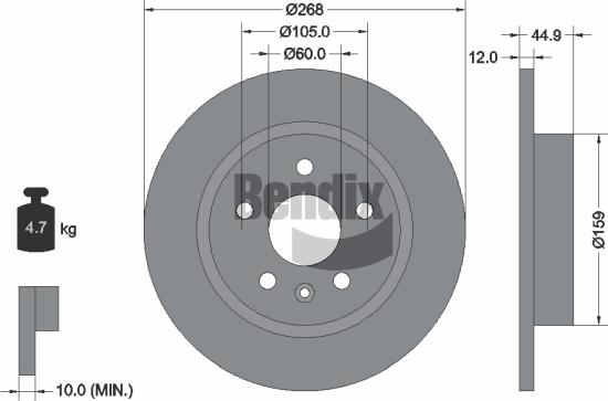 BENDIX Braking BDS1334 — Tarcza hamulcowa