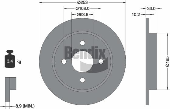 BENDIX Braking BDS1331 — Tarcza hamulcowa