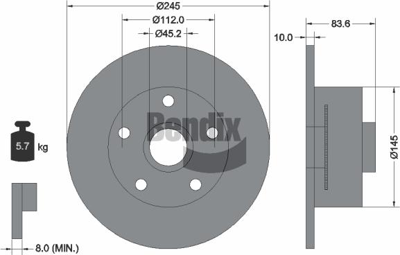 BENDIX Braking BDS1323 — Tarcza hamulcowa