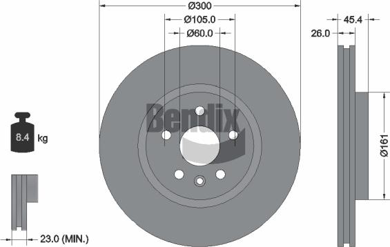 BENDIX Braking BDS1322HC — Tarcza hamulcowa