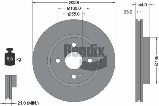 BENDIX Braking BDS1327 — Tarcza hamulcowa
