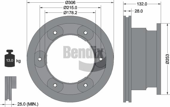 BENDIX Braking BDS1379 — Tarcza hamulcowa