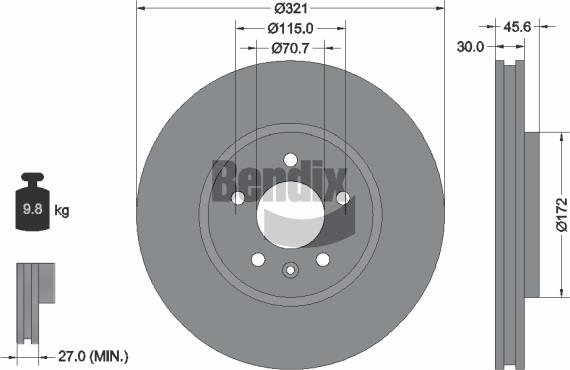 BENDIX Braking BDS1299HC — Tarcza hamulcowa