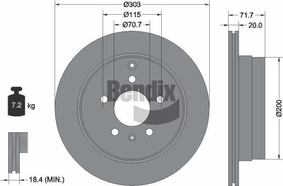 BENDIX Braking BDS1291 — Tarcza hamulcowa