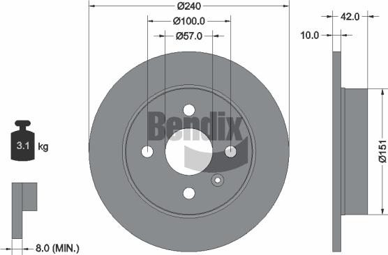 BENDIX Braking BDS1249 — Tarcza hamulcowa