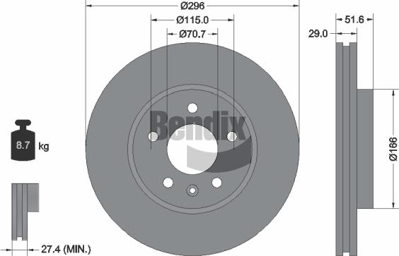 BENDIX Braking BDS1244HC — Tarcza hamulcowa