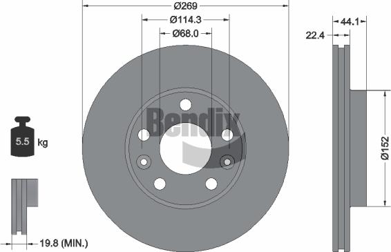 BENDIX Braking BDS1240 — Tarcza hamulcowa