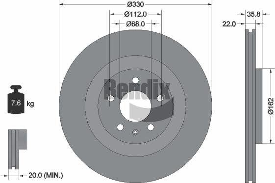 BENDIX Braking BDS1250 — Tarcza hamulcowa