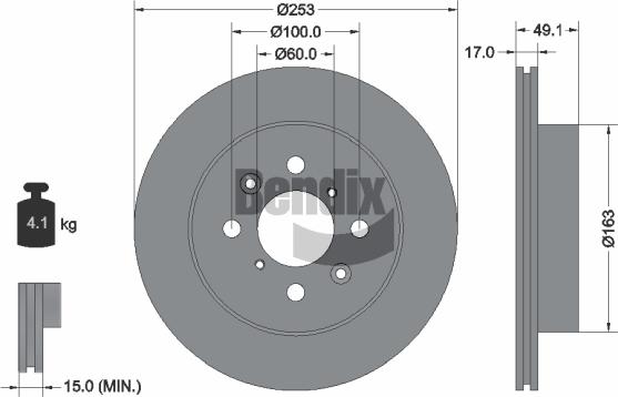 BENDIX Braking BDS1252 — Tarcza hamulcowa