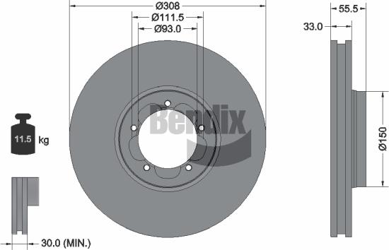 BENDIX Braking BDS1269 — Tarcza hamulcowa