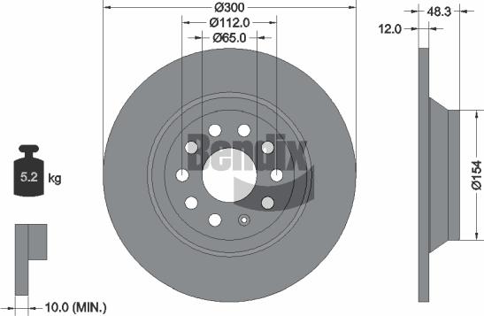 BENDIX Braking BDS1203 — Tarcza hamulcowa