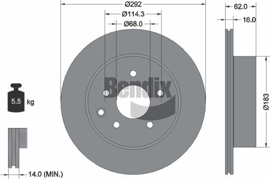 BENDIX Braking BDS1207 — Tarcza hamulcowa