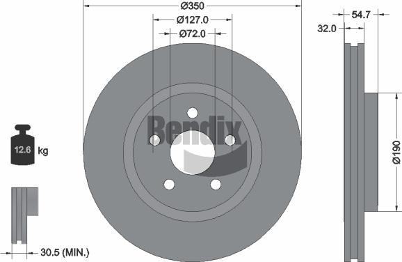 BENDIX Braking BDS1215HC — Tarcza hamulcowa