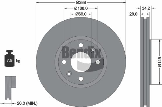 BENDIX Braking BDS1286 — Tarcza hamulcowa