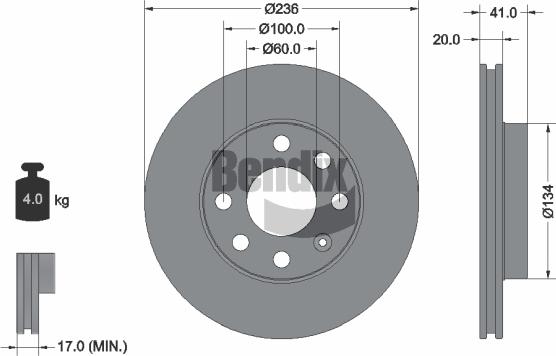 BENDIX Braking BDS1280 — Tarcza hamulcowa