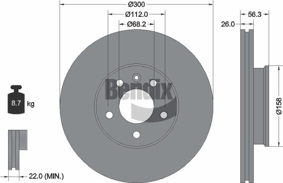 BENDIX Braking BDS1281 — Tarcza hamulcowa