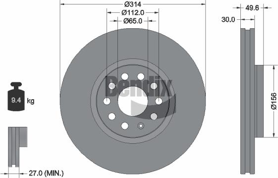 BENDIX Braking BDS1283HC — Tarcza hamulcowa
