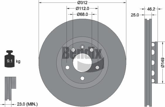 BENDIX Braking BDS1239HC — Tarcza hamulcowa
