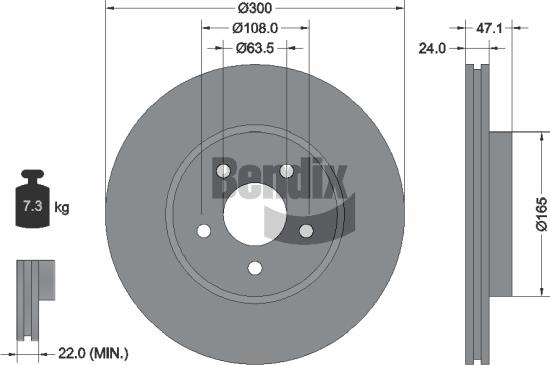 BENDIX Braking BDS1236HC — Tarcza hamulcowa