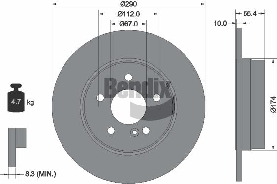 BENDIX Braking BDS1230 — Tarcza hamulcowa